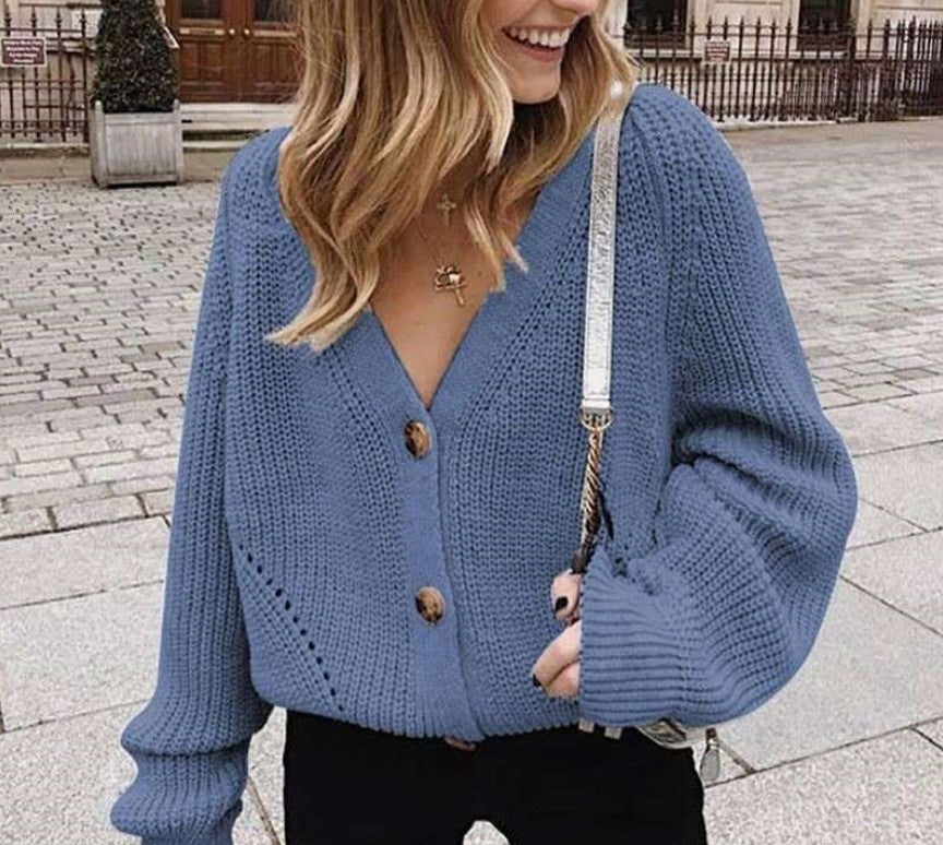 Cardigan femme tricoté avec col en V profond et boutons Berg-Feldt