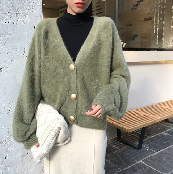 Cardigan douillet en tricot pour femme avec gros boutons et manches volumineuses Berg-Feldt