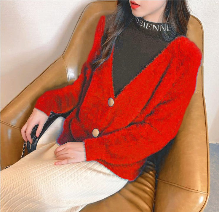 Cardigan douillet en tricot pour femme avec gros boutons et manches volumineuses Berg-Feldt