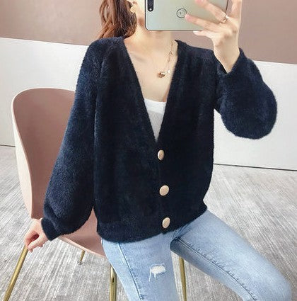 Cardigan douillet en tricot pour femme avec gros boutons et manches volumineuses Berg-Feldt