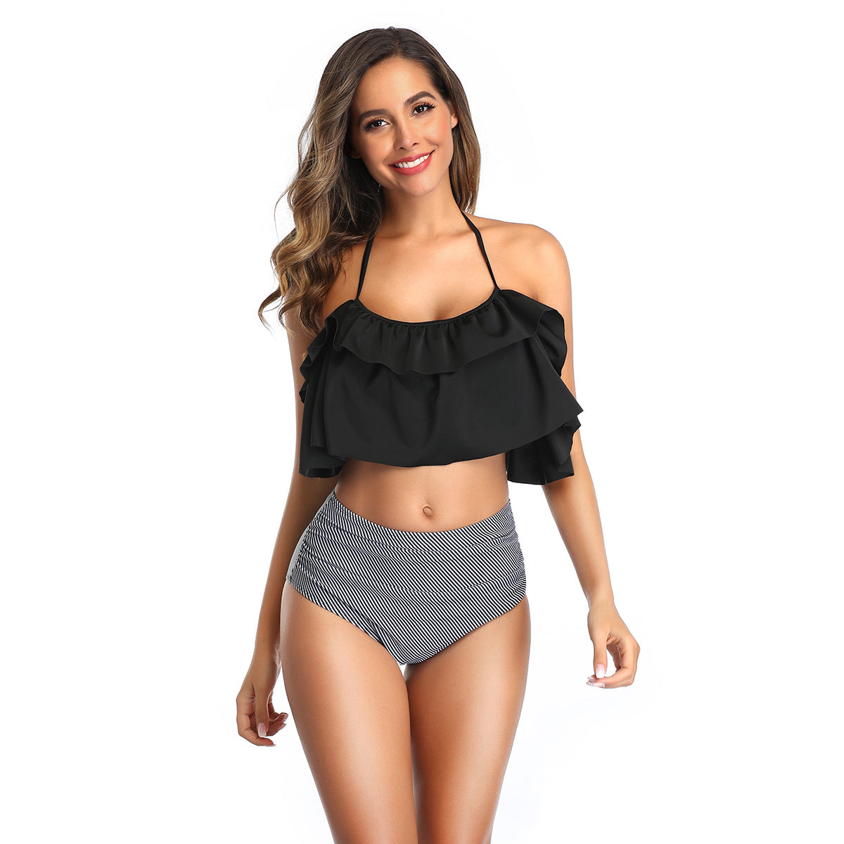 Haut de bikini à volants et culotte taille haute Berg-Feldt pour femme