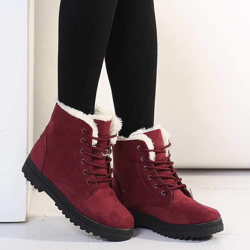 Berg-Feldt | Knöchel Stiefel - Wildleder - Schnürung Vorne - Kunstpelz-Besatz - Profilsohle