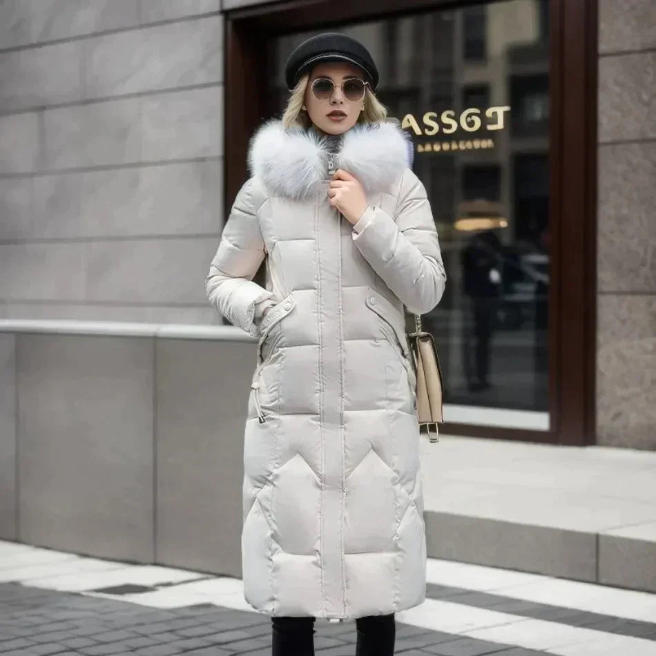 Berg-Feldt | lange Damenjacke - Winterjacke mit Kunstpelzkragen