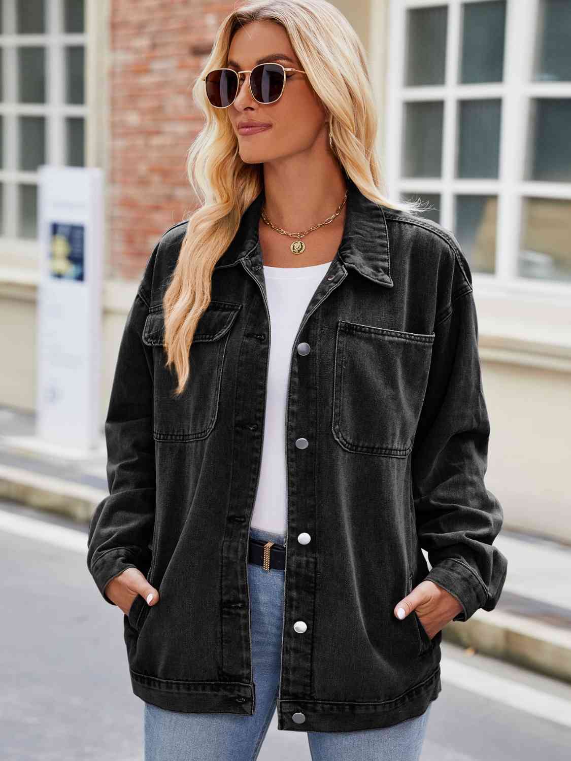 Berg-Feldt | Knopf-Down Denimjacke mit Taschen