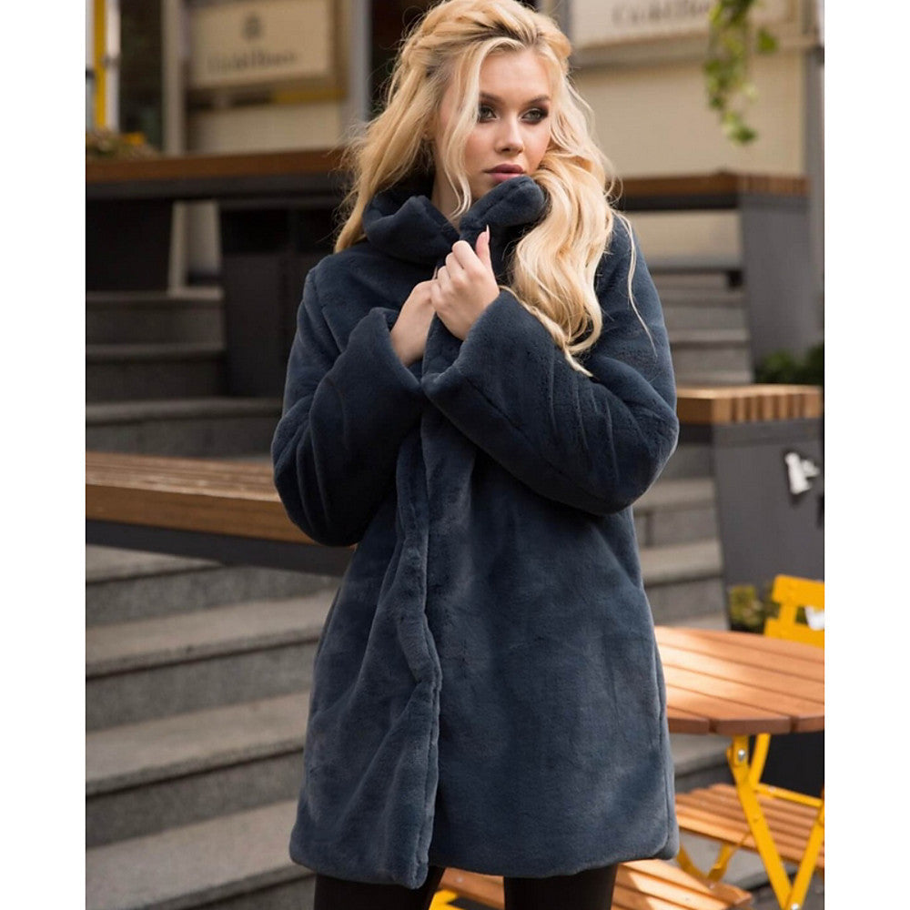 Manteau en fausse fourrure moelleuse à col montant pour femme Berg-Feldt