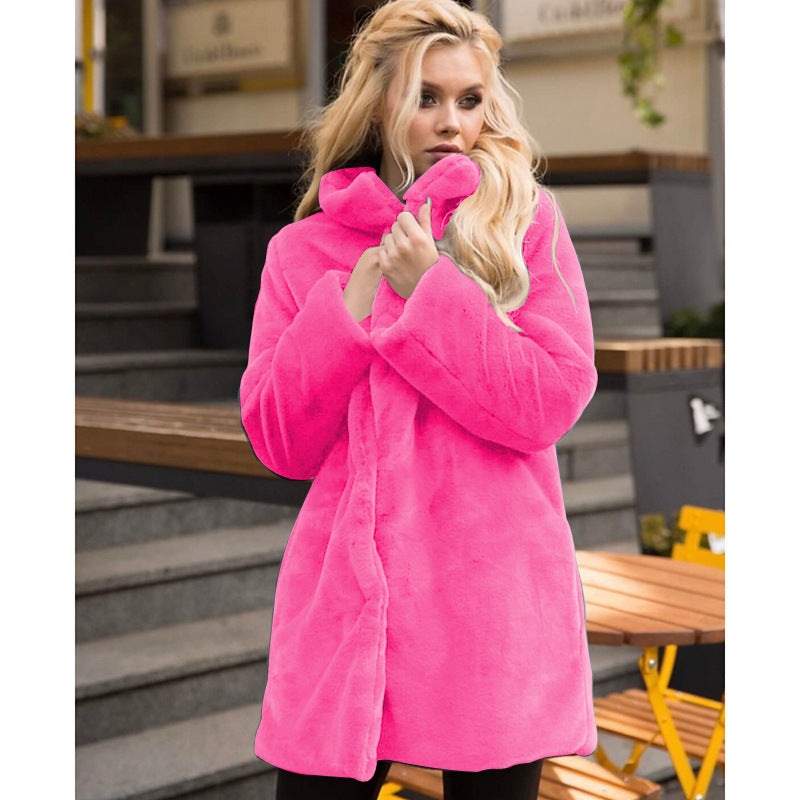 Manteau en fausse fourrure moelleuse à col montant pour femme Berg-Feldt