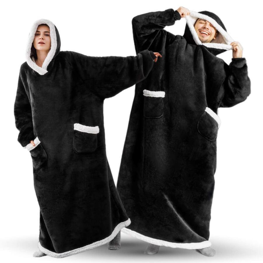 Fudus - Sweat à capuche et couverture à manches longues avec poches