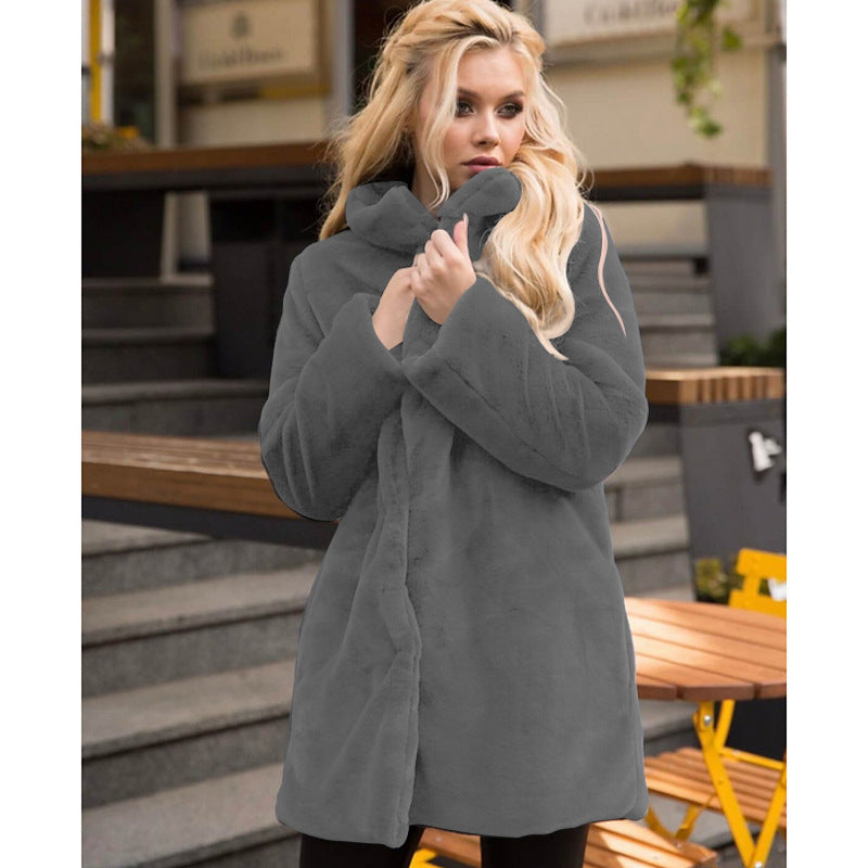 Manteau en fausse fourrure moelleuse à col montant pour femme Berg-Feldt