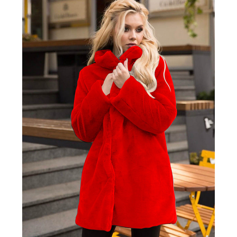 Manteau en fausse fourrure moelleuse à col montant pour femme Berg-Feldt