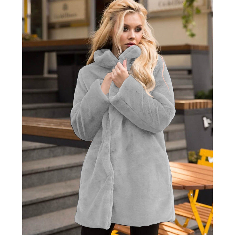 Manteau en fausse fourrure moelleuse à col montant pour femme Berg-Feldt
