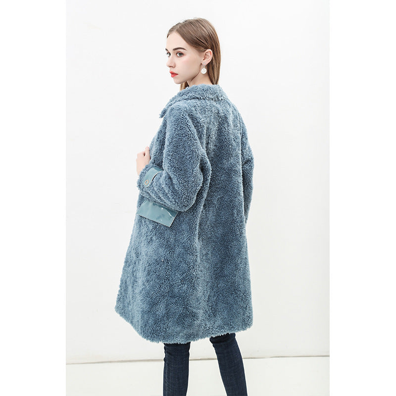Manteau femme en fausse fourrure duveteuse avec poches et col classique Berg-Feldt