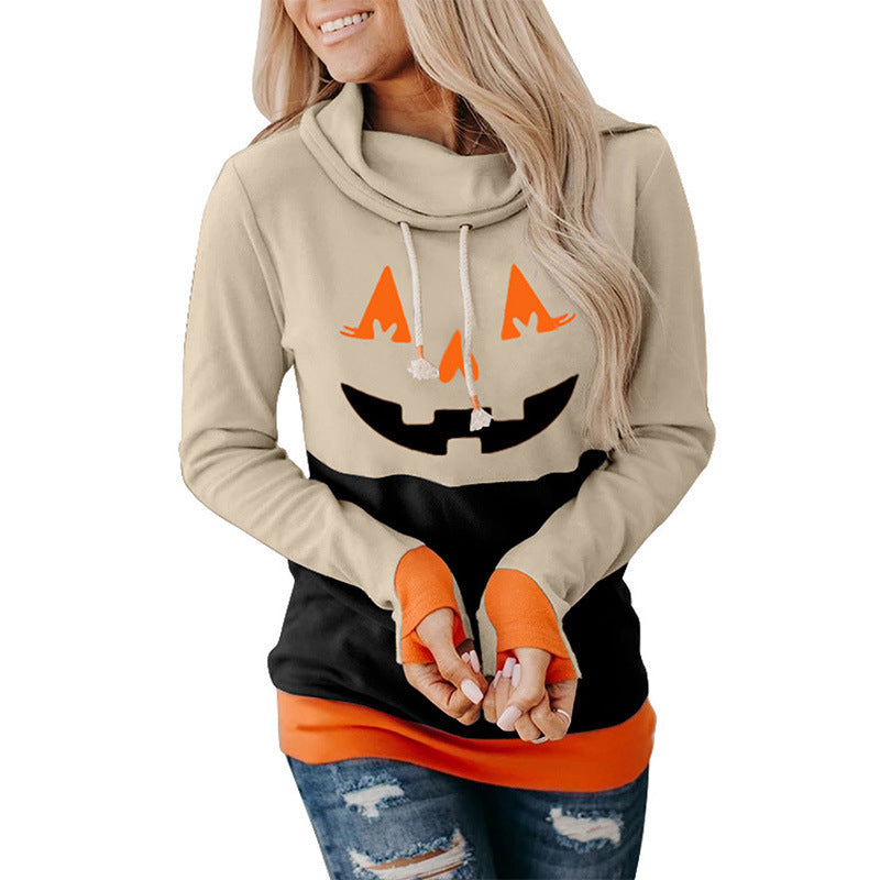 Sweat à capuche femme Berg-feldt avec motif citrouille, décontracté