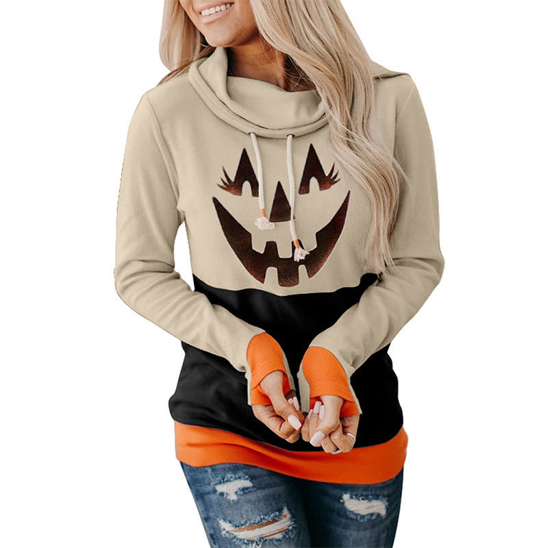 Sweat à capuche femme Berg-feldt avec motif citrouille, décontracté