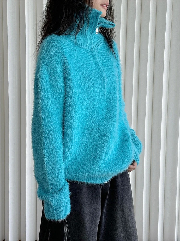 Berg-Feldt | Flauschiger Pullover mit Reißverschluss