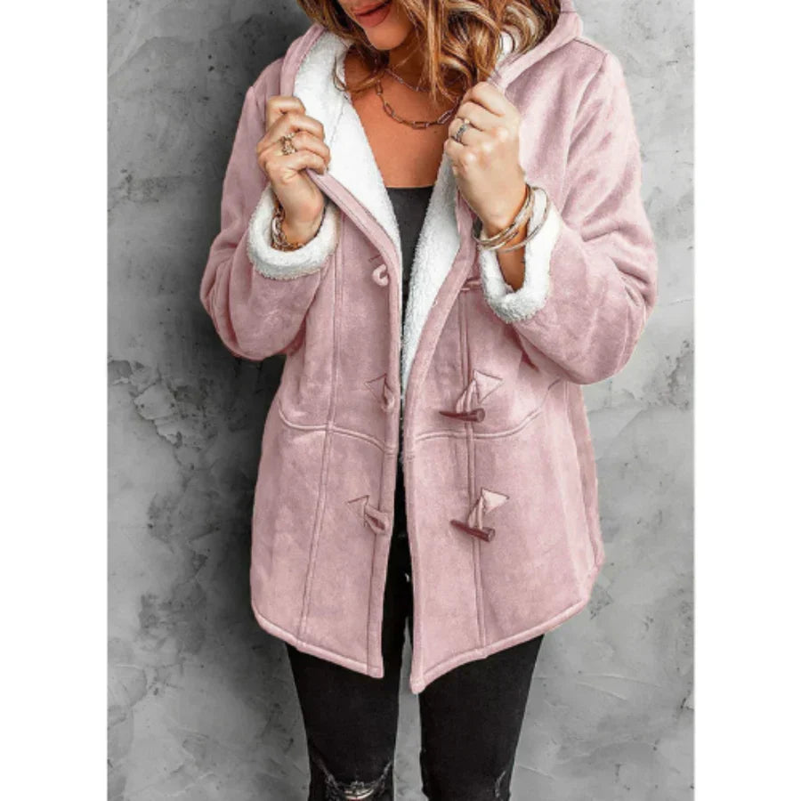 Berg-Feldt | Mantel mit Kapuze - Wildleder-Look - Fleece-Futter - Lockere Passform - Mittellang