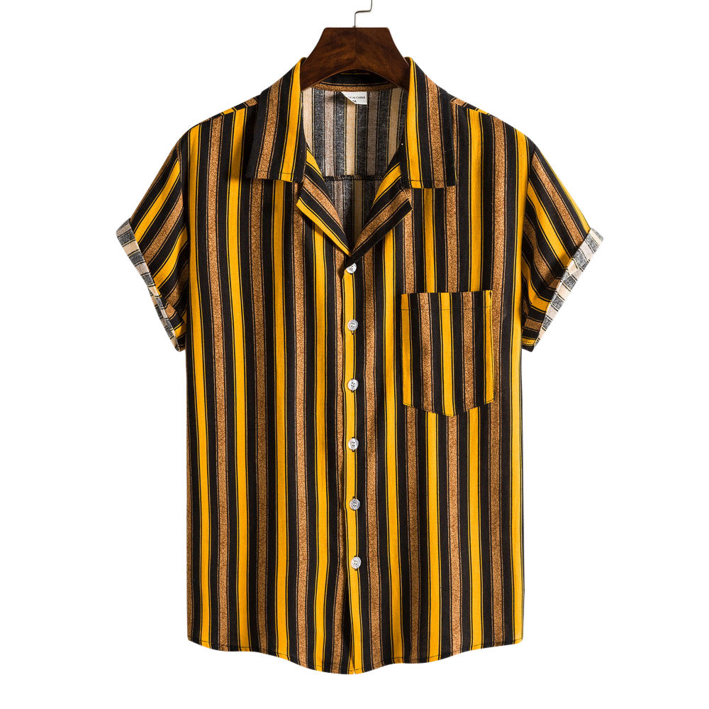 Chemise à manches courtes pour homme avec motif rayé décontracté et poche poitrine pratique Berg-Feldt