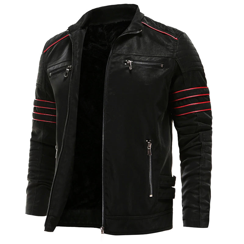 Daniel: Veste en cuir robuste avec fermetures éclair