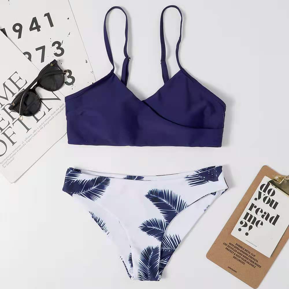 Haut de bikini asymétrique et imprimé palmier pour femme de berg-feldt