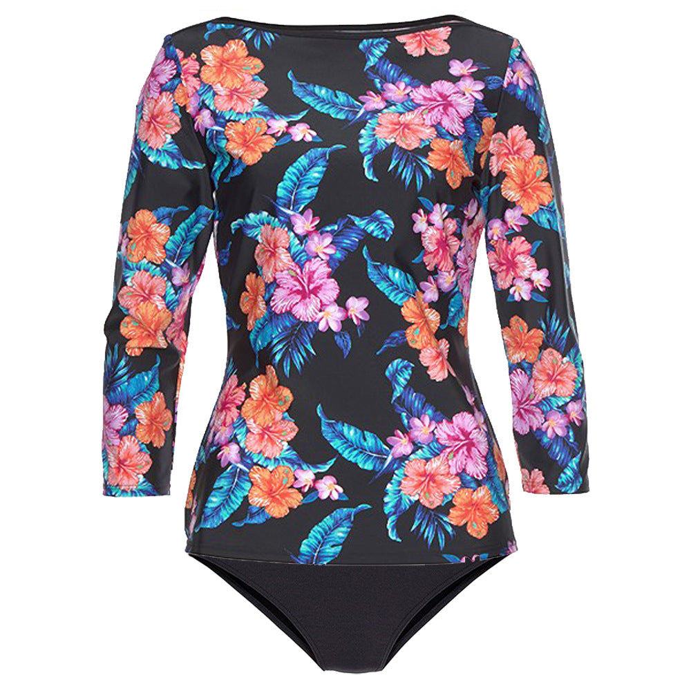 Maillot de bain sportif à manches longues avec motif floral pour femme de berg-feldt