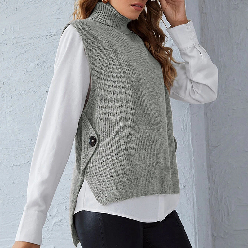 Gilet sans manches col montant avec détails boutonnés - Berg-Feldt