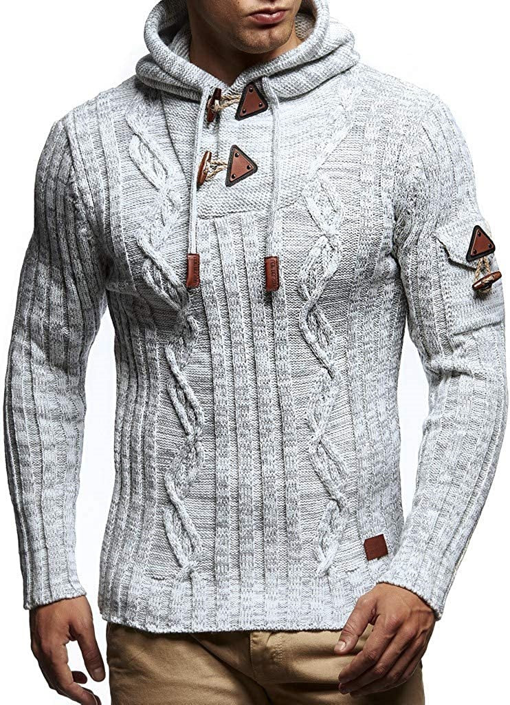 Pull en grosse maille pour homme, avec capuche et détails décoratifs à lacets Berg-Feldt