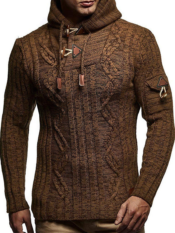 Pull en grosse maille pour homme, avec capuche et détails décoratifs à lacets Berg-Feldt
