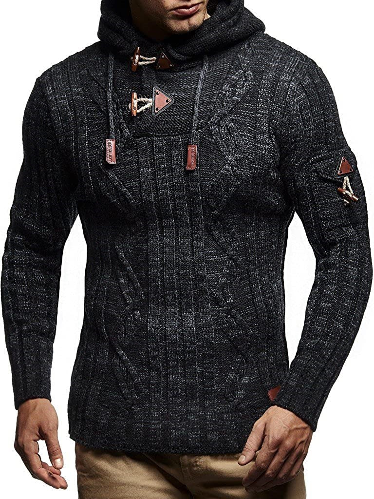 Pull en grosse maille pour homme, avec capuche et détails décoratifs à lacets Berg-Feldt