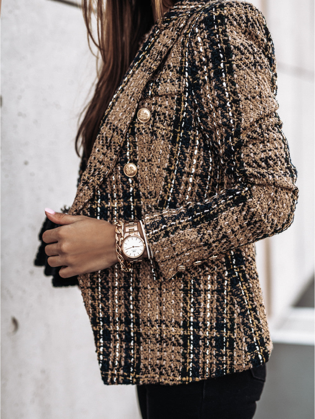 Damen Blazer bouclé mode, double boutonnage et texture Berg-Feldt