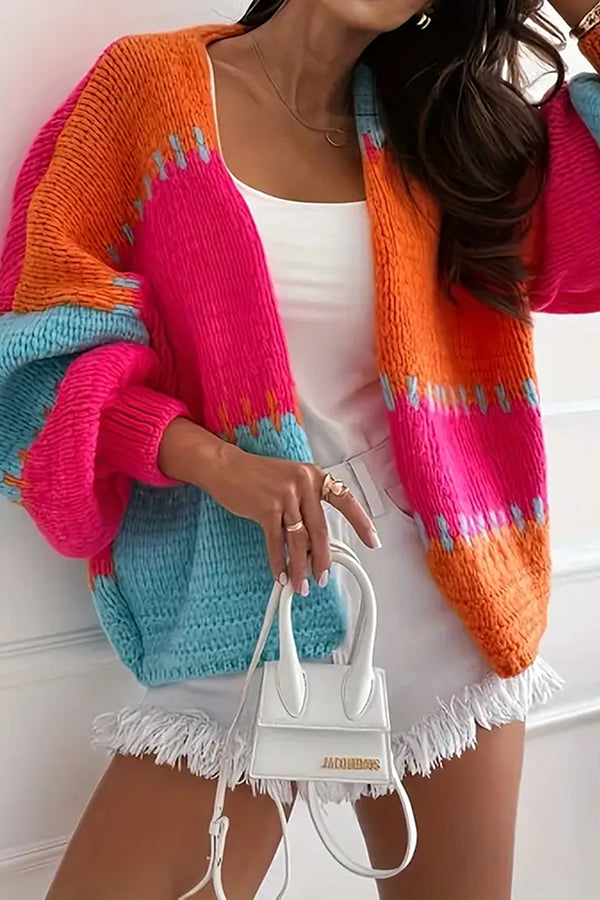 Berg-Feldt | Lässiger Strickcardigan mit kontrastierenden Nahtdetails