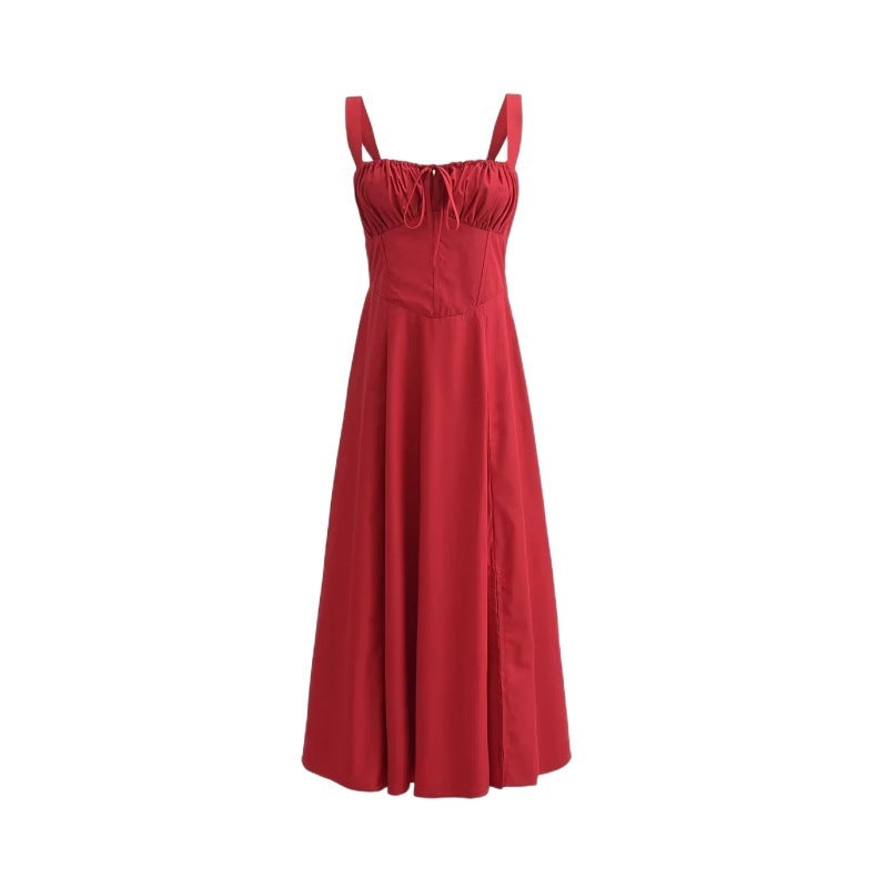 Robe d'été Fudus : robe au-dessus du genou, coupe ajustée avec dos décolleté