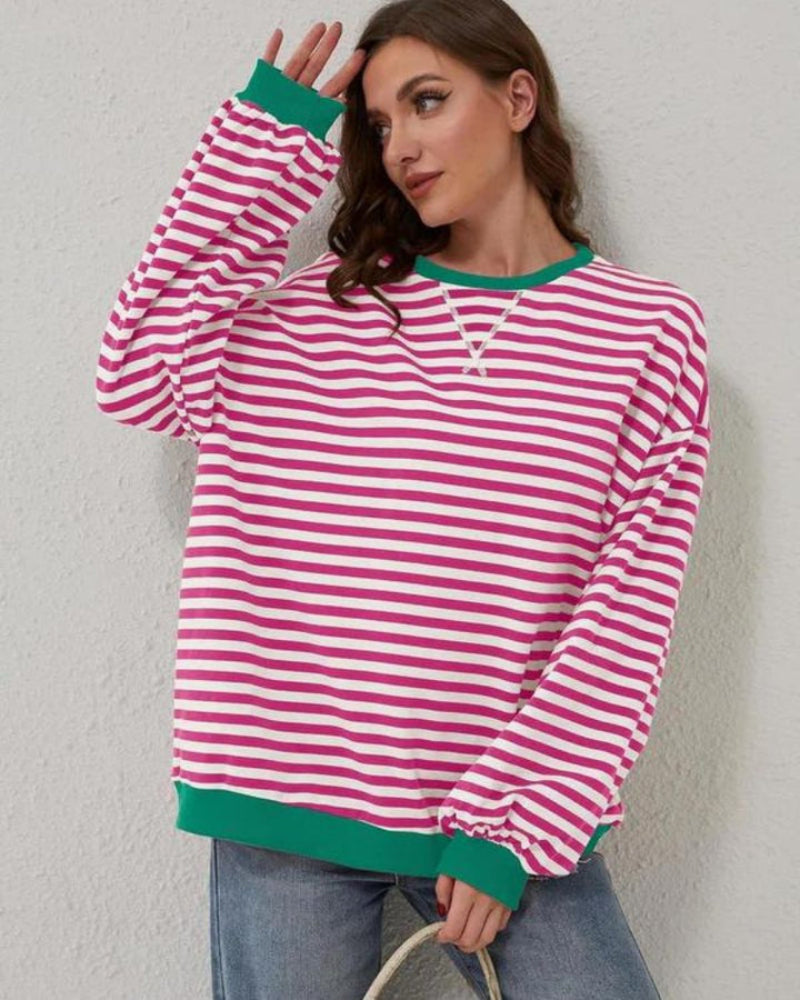 Berg-Feldt | Übergrößen Streifen Langarm Sweatshirt