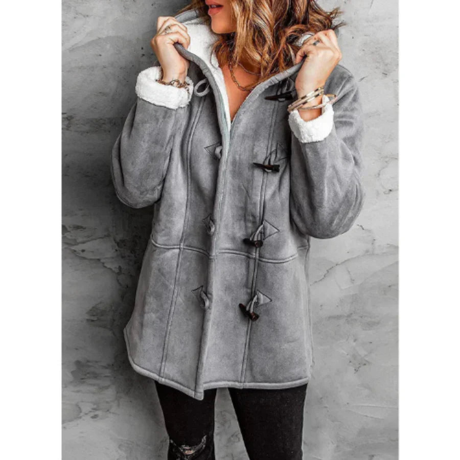 Berg-Feldt | Mantel mit Kapuze - Wildleder-Look - Fleece-Futter - Lockere Passform - Mittellang
