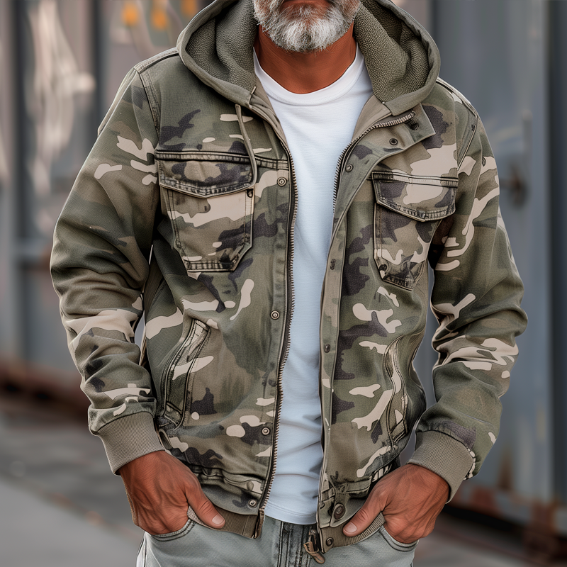 Veste cargo Berg-Feldt à capuche en coloris « Stone »
