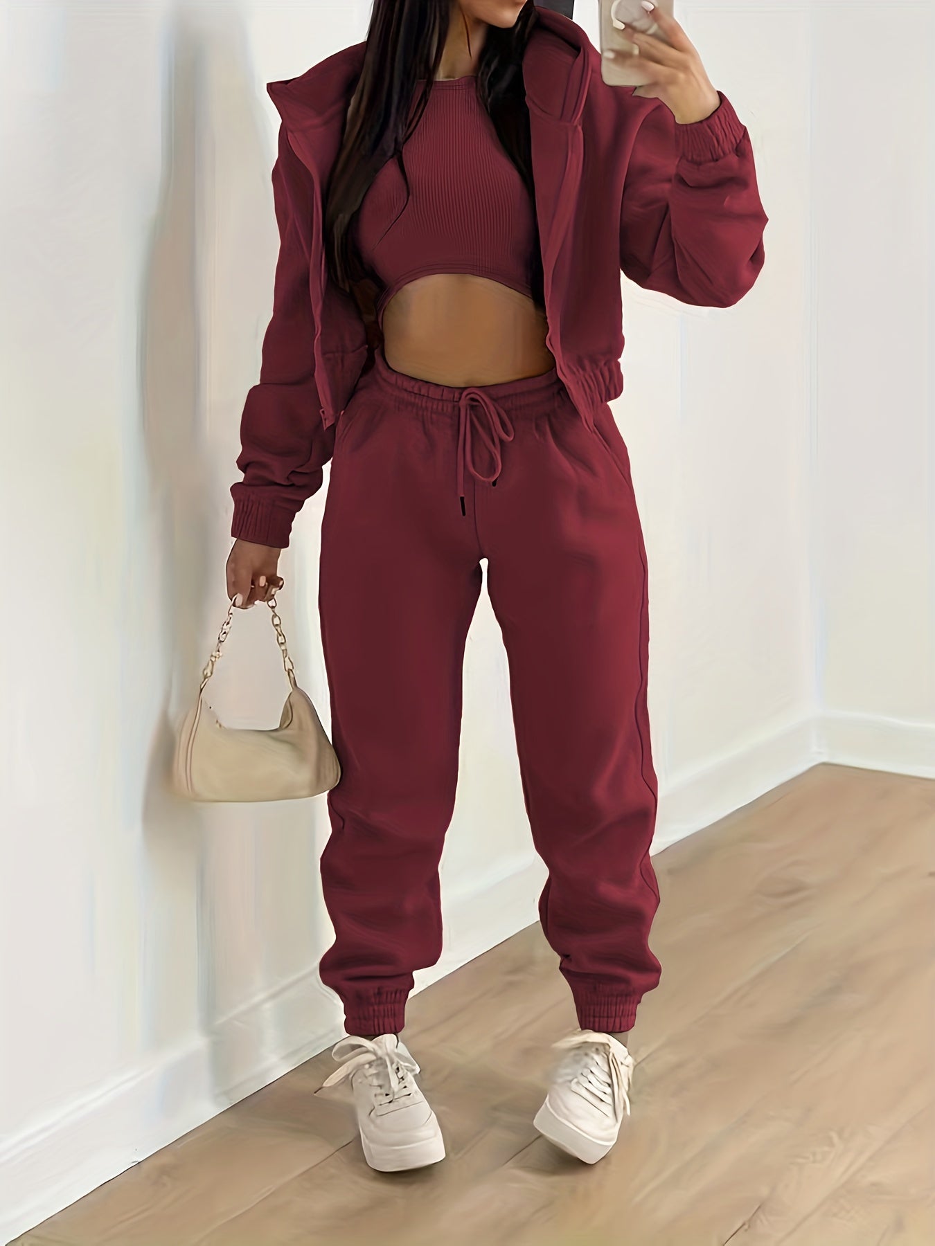 Berg-Feldt | Kapuzenjacke & Tanktop & Jogginghose Drei Teilige Satz Outfits