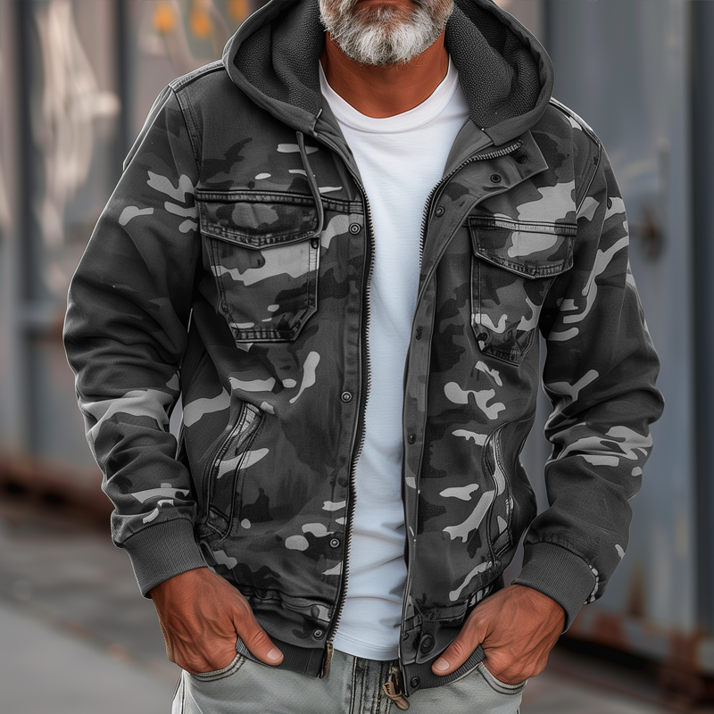 Veste cargo Berg-Feldt à capuche en coloris « Stone »