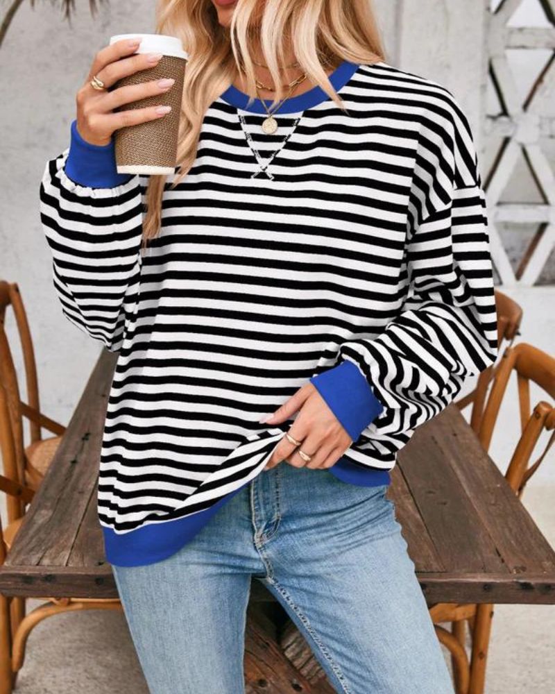 Berg-Feldt | Übergrößen Streifen Langarm Sweatshirt