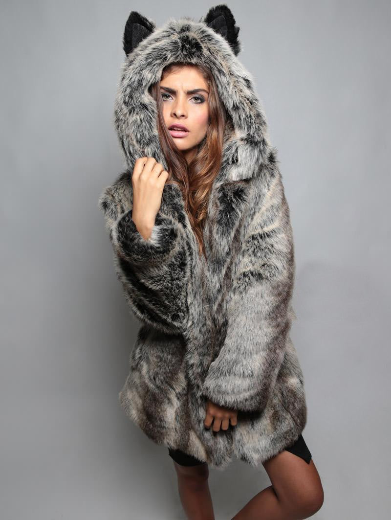 Manteau douillet à capuche et oreilles en fausse fourrure pour femme Berg-Feldt