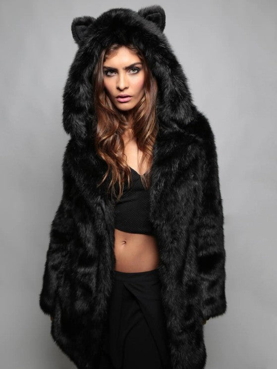 Manteau en fausse fourrure douillet à capuche et oreilles de chat pour femme Berg-Feldt