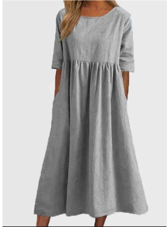 Robe en coton et lin pour femme par Fudus avec poches