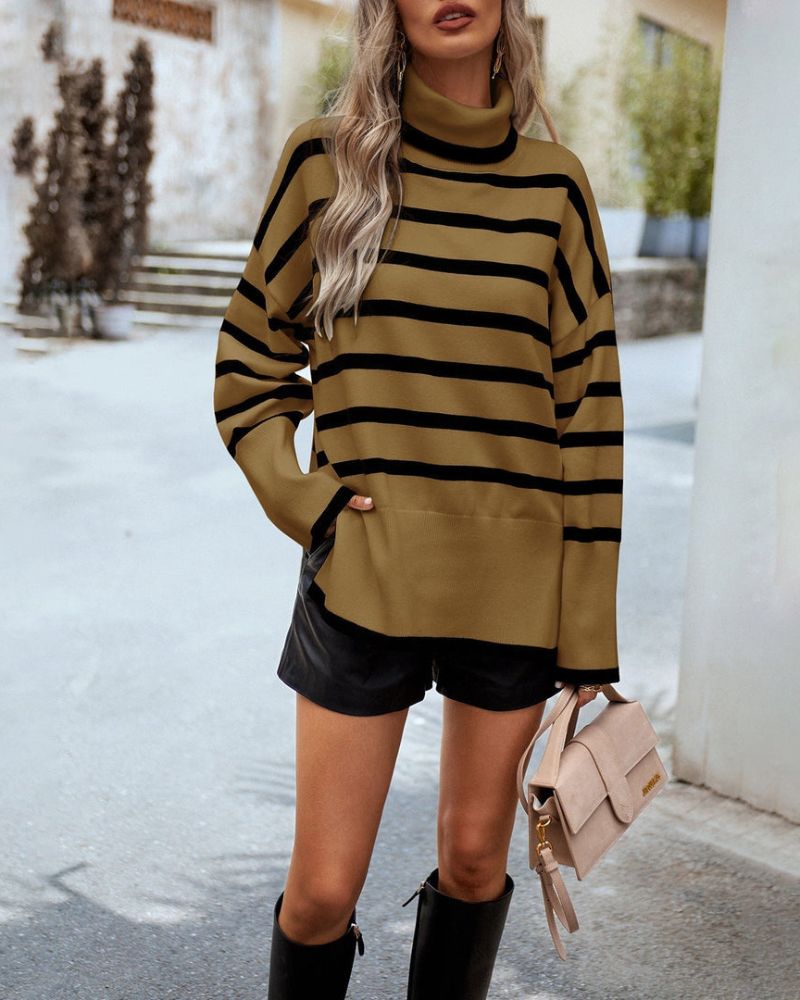 Berg-Feldt | Gestreifter Rollkragenpullover