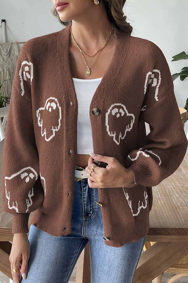 Berg-Feldt | Halloween-Geist-Button-Pullover