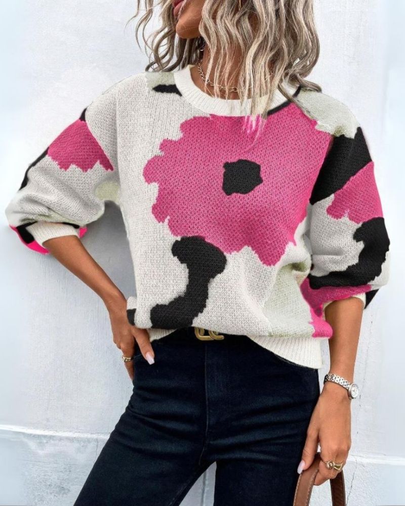Berg-Feldt | Strickpullover mit Abstraktem Floral-Muster