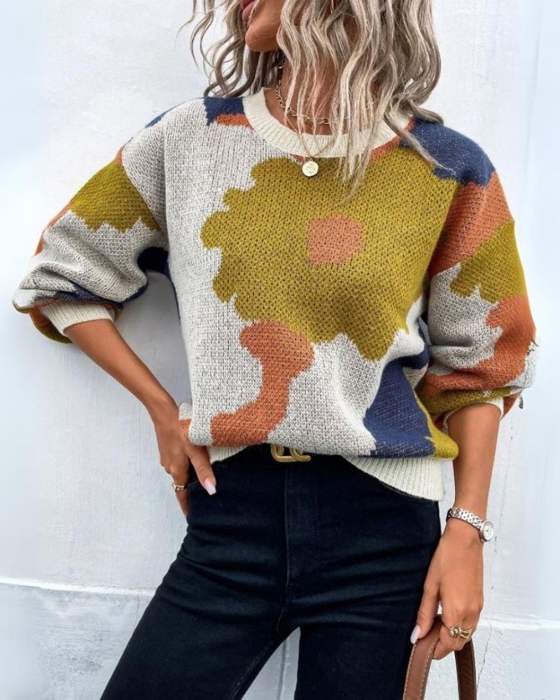 Berg-Feldt | Strickpullover mit Abstraktem Floral-Muster