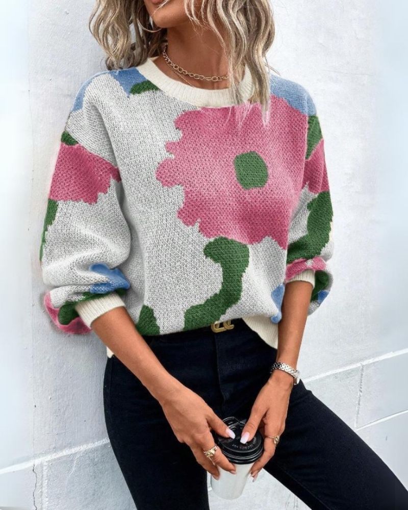 Berg-Feldt | Strickpullover mit Abstraktem Floral-Muster