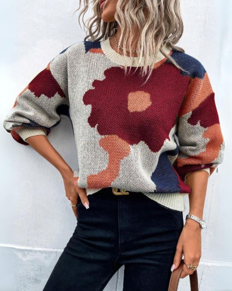 Berg-Feldt | Strickpullover mit Abstraktem Floral-Muster