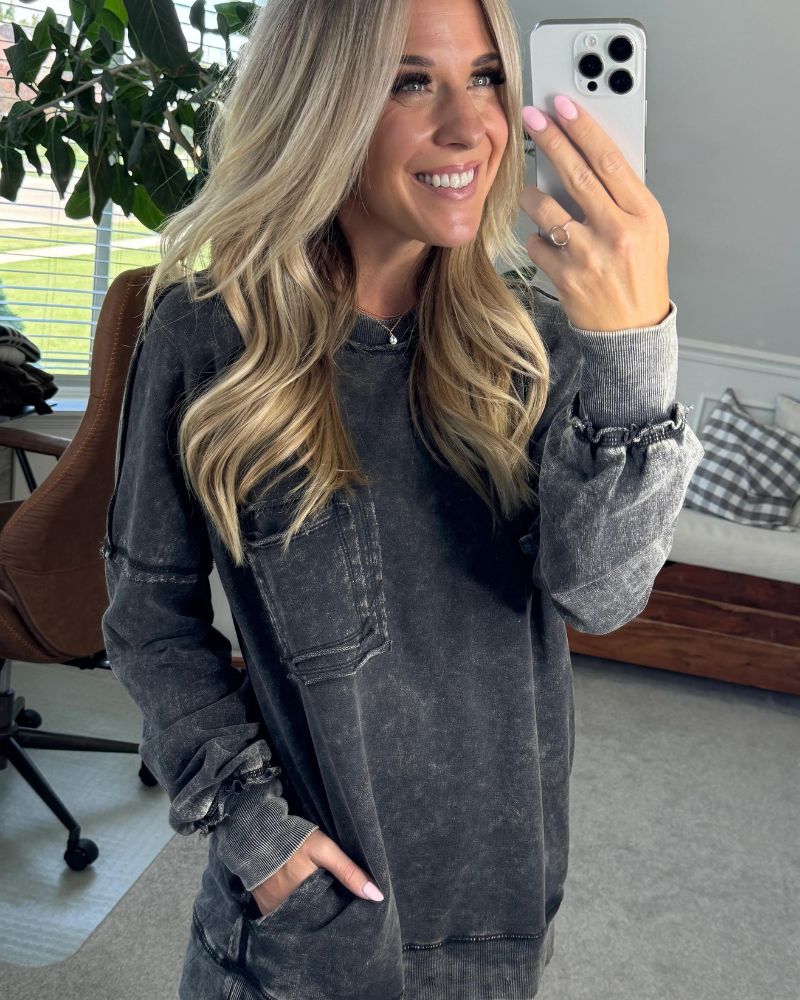 BIRGIT Oversized Pullover in Used Look