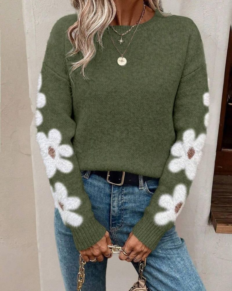 Berg-Feldt | Strickpullover mit Floralem Muster