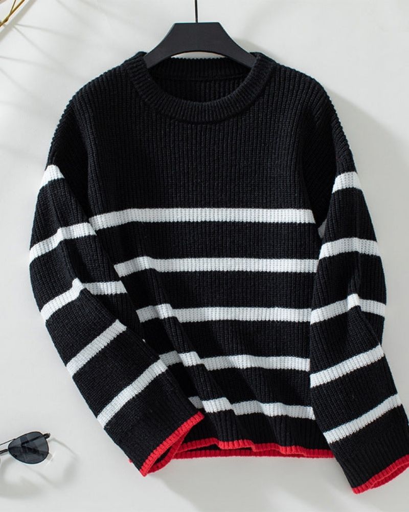 Berg-Feldt | Klassischer Gestrickter Pullover mit Gestreiftem Muster