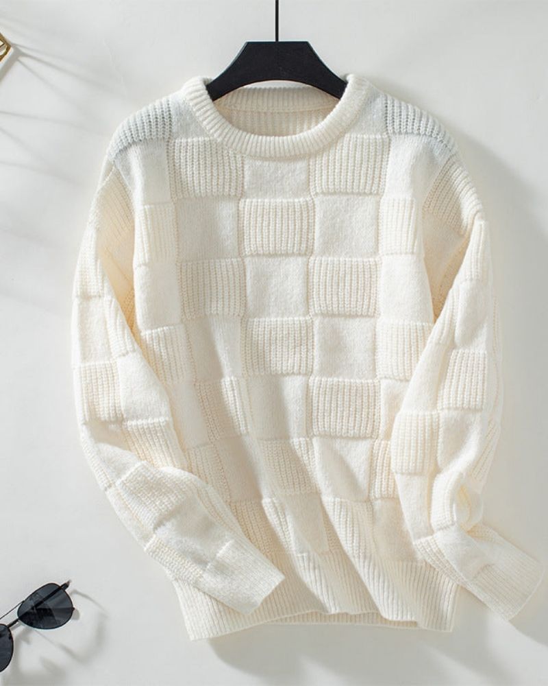 Berg-Feldt | Grober Strickpullover mit Karomuster