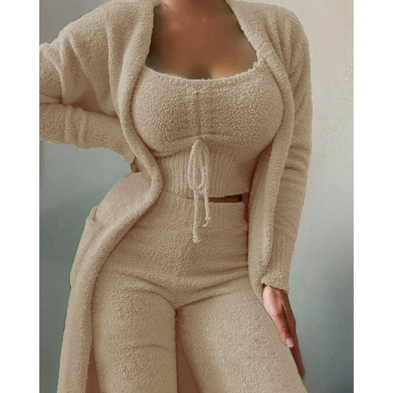 Pyjama pour femme Carlotta : Confortable pyjama 3 pièces en polaire et coton